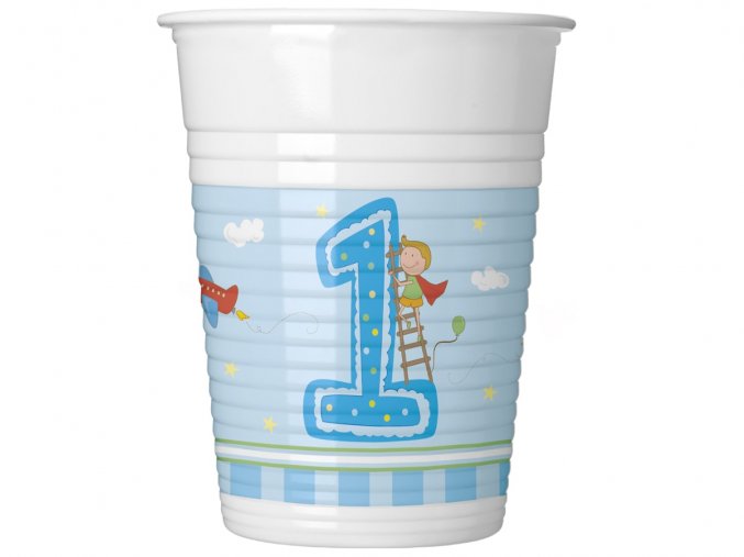 eng pl Boys First Birthday plastic cups 200ml 8 pcs 16211 1