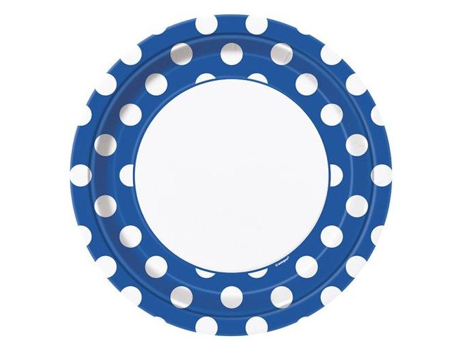 eng pl Blue paper plates with dots 23 cm 8 pcs 25258 1