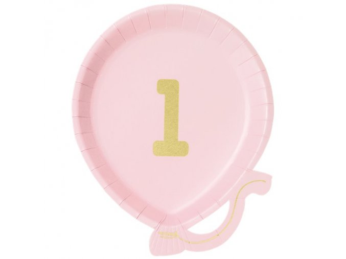 Tanier s číslom ,,1,, Balón Pink 12ks v balení
