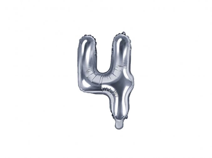 eng pl Mini Shape Number 4 Silver Foil Balloon 35 cm 1 pc 34282 1