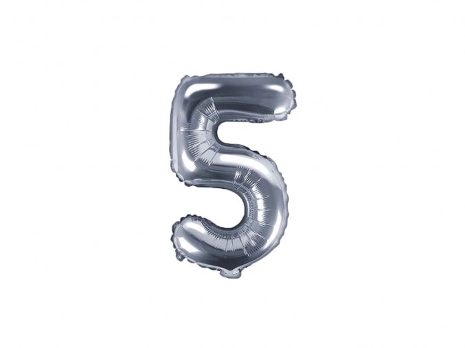 eng pl Mini Shape Number 5 Silver Foil Balloon 35 cm 1 pc 34283 2