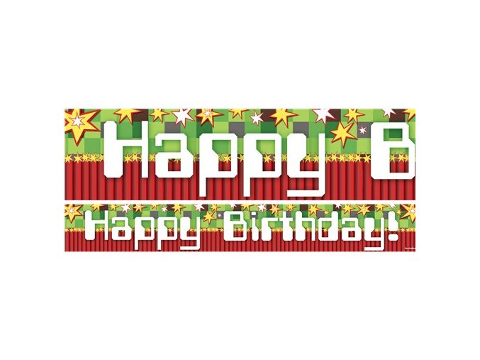 Banner Minecraft party Happy Birthday 1m