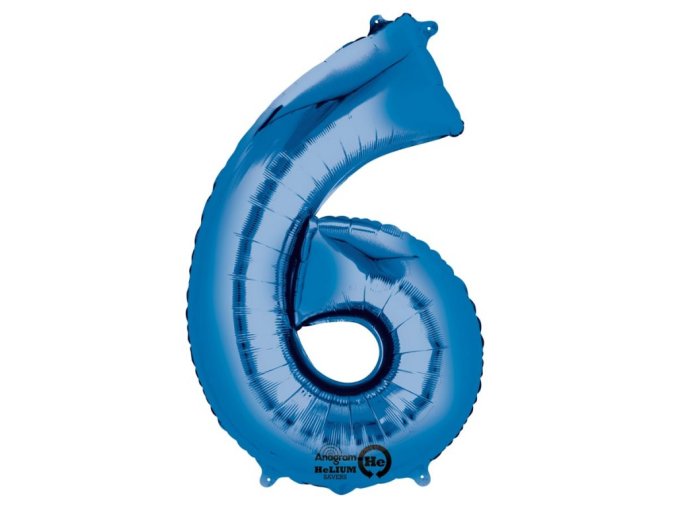 11238 foliovy balon cislo 6 modry 86cm