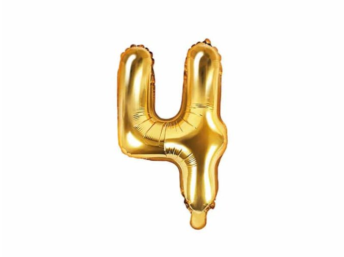 foliovy balon cislo 4 zlaty 35cm