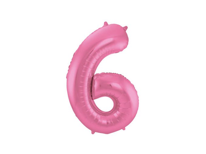 Fóliový balón číslo ,,6,, Ružový matný lesk 86cm