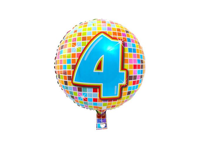 Fóliový balón s číslom ,,4,, Disko guľa 43cm