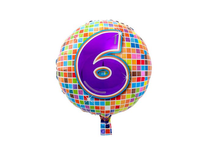 Fóliový balón s číslom ,,6,, Disko guľa 43cm