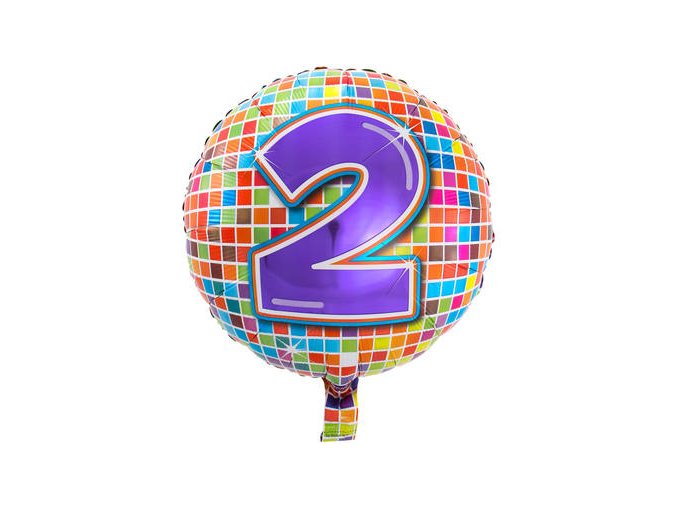 Fóliový balón s číslom ,,2,, Disko guľa 43cm