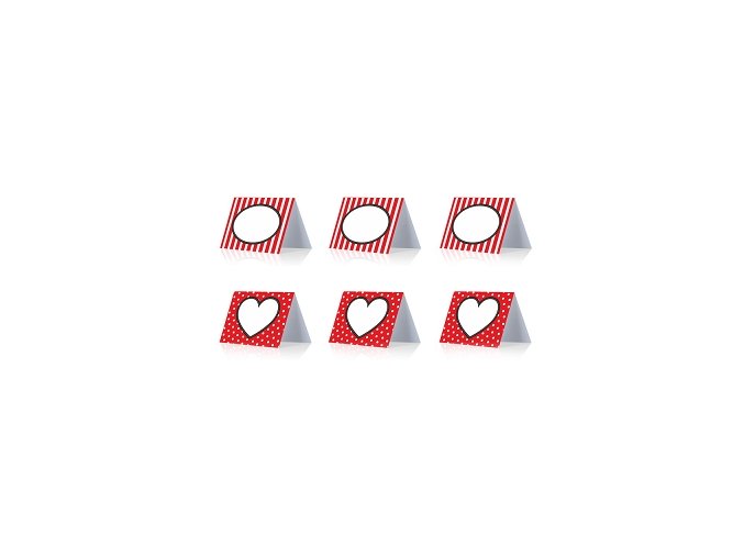 Kartičky menovky Hearts 6ks v balení