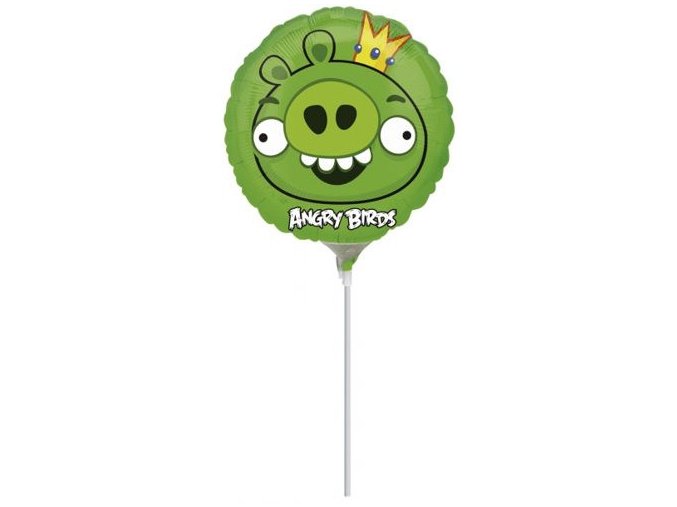 Fóliový balón Angry Birds zelený na paličke