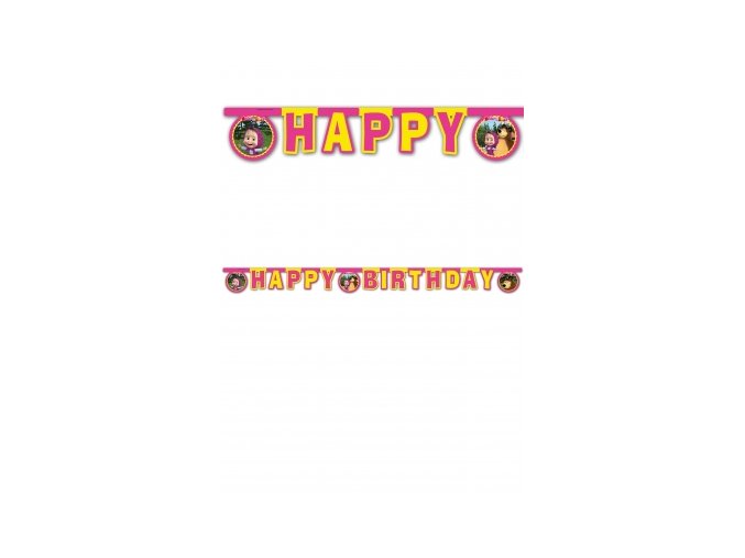 Banner -girlanda Máša a Medveď Happy Birthday 2m