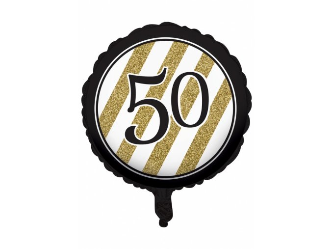 Fóliový balón s číslom ,,50,, Black&Gold 45,7cm