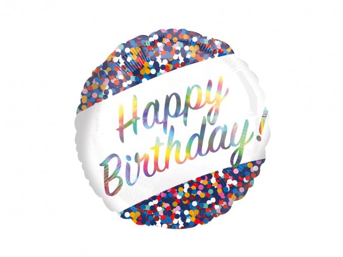 eng pl Standard Happy Birthday Foil Balloon 43 cm 45425 2