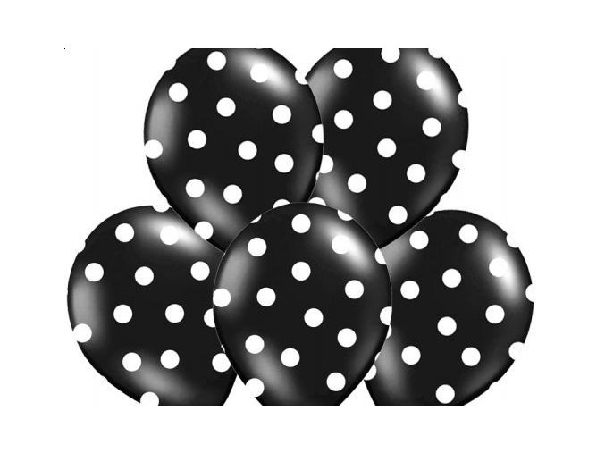Latexový balón ˝11˝  Pastel Black Dots White 1ks v baleni