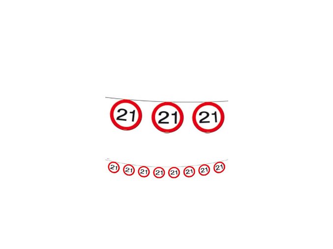 Girlanda-Banner značka s číslom "21" červená 12m