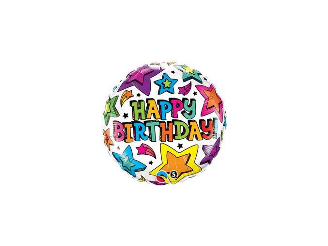 Fóliový balón hviezdičky Happy Birthday 46cm