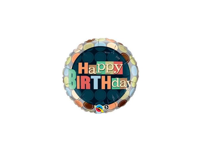 Fóliový balón Happy Birthday Dots 46cm