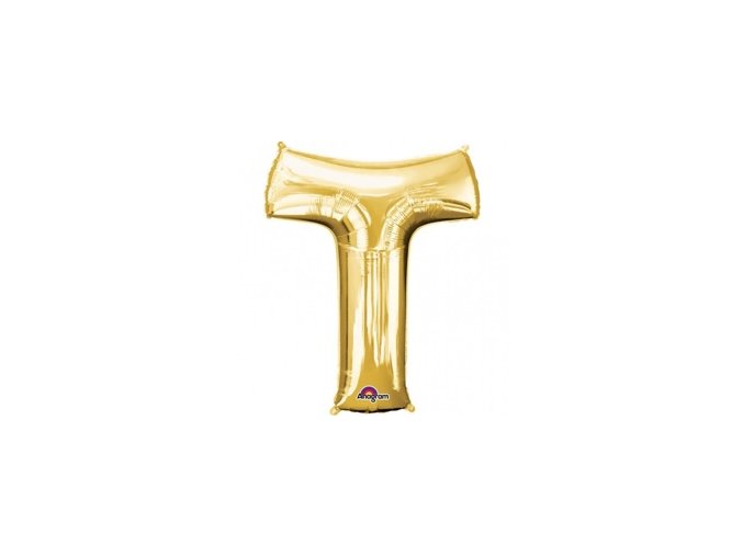 pol pm Balon foliowy litera T zlota 25 x 33 cm 21325 1