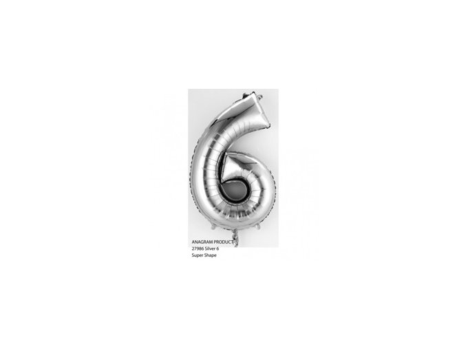 pol pm Balon foliowy cyfra 6 srebrna 20 x 35 cm 21584 1