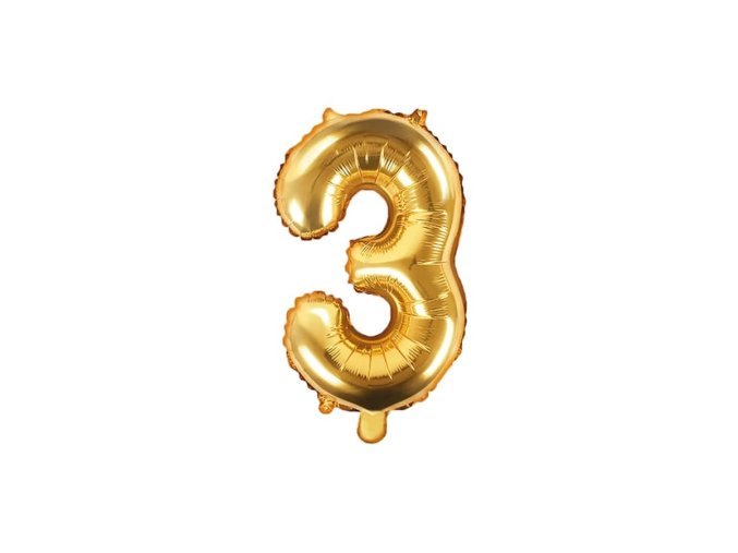 eng pl Mini Shape Number 3 Gold Foil Balloon 35 cm 1 pc 34271 2