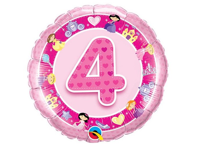 Fóliový balón s číslom "4" Happy Birthday 47cm
