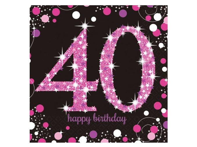 eng pl Pink Celebration 40th Luncheon Napkins 33cm 16 pcs 20046 2