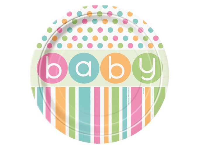 eng pl Baby Shower paper plates 18 cm 8 pcs 24745 2