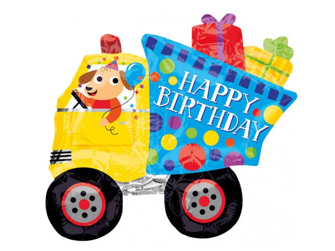 eng pl Mini Shape Happy Birthday Dog and Dumptruck Foil Balloon 22x20 cm 1 pc 23937 1