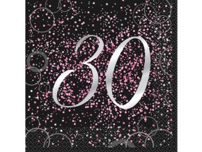 serwetki 30 urodziny papierowe glitz rozowe 16