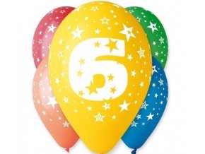 Latexové  balóny s číslom ˝ 6˝ mix Color 5ks v balení