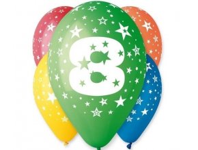 Latexové  balóny s číslom ˝ 8˝ mix Color 5ks v balení