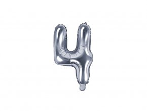 eng pl Mini Shape Number 4 Silver Foil Balloon 35 cm 1 pc 34282 1