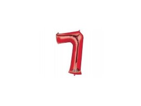 Fóliový balón číslo ,,7,, červený lesklý 86,3cm