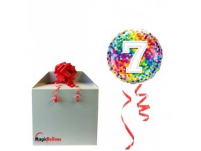 7 rainbow confetti foil balloon in a package