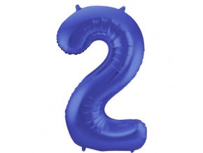 Fóliový balón číslo ,,2,, Modry matný lesk 86cm