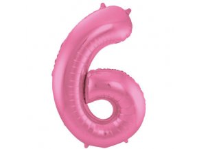 Fóliový balón číslo ,,6,, Ružový matný lesk 86cm