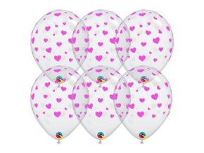 11 inch es pink hearts diamond clear szulinapi lufi 25 db csomag q18100