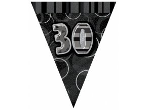 Banner-girlanda vlajková Black "30" gllitz 3,6m