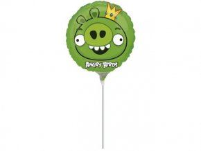 Fóliový balón Angry Birds zelený na paličke