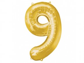 Fóliový balón číslo ,,9,, Gold 86cm