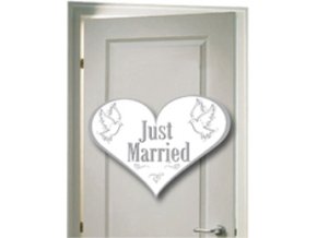 Svadobná dekorácia na dvere JUST MARRIED