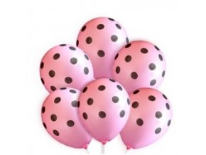 Latexový balón ˝11˝ Ružový neon s čiernymi bodkami 1ks v balani