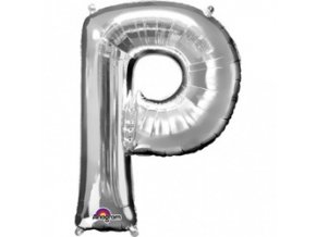 Fóliový balón písmeno ,,P,, Strieborný 22x33cm