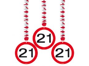 Špirály s číslom "21" Značka red 3ks v baleni