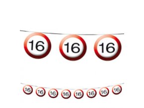 Girlanda-Banner značka s číslom "16" červená 12m