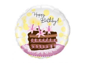 Fóliový balón Happy Birthday tortička 45,7cm