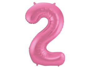Fóliový balón číslo ,,2,, Ružový matný lesk 86cm