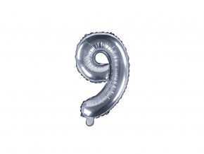 eng pl Mini Shape Number 9 Silver Foil Balloon 35 cm 1 pc 34287 2