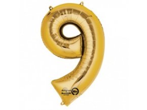 eng pm Mini Shape Number 9 Gold Foil Balloon 20 x 35 cm 1 pc 22799 1