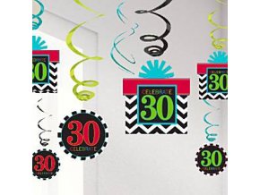 Chevron Stripes 30th hanging swirls 60cm party decorations cstr30hang